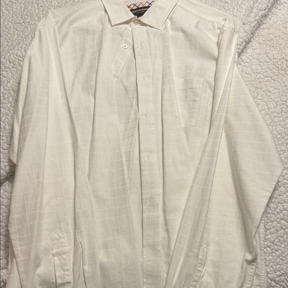 Johnston & Murphy Textured White Dress Shirt